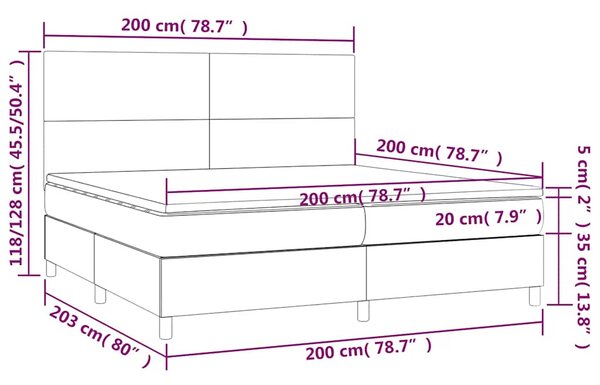Krevet s oprugama i madracem tamnozeleni 200x200 cm baršunasti - Zelena / 200 x 200 cm