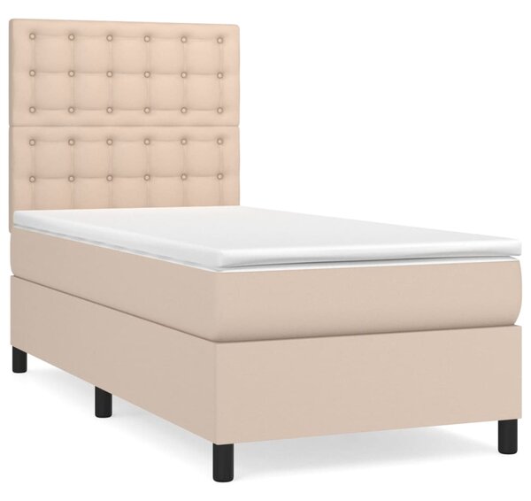 Krevet s oprugama i madrac cappuccino 80x200 cm od umjetne kože - Smeđa / 80 x 200 cm