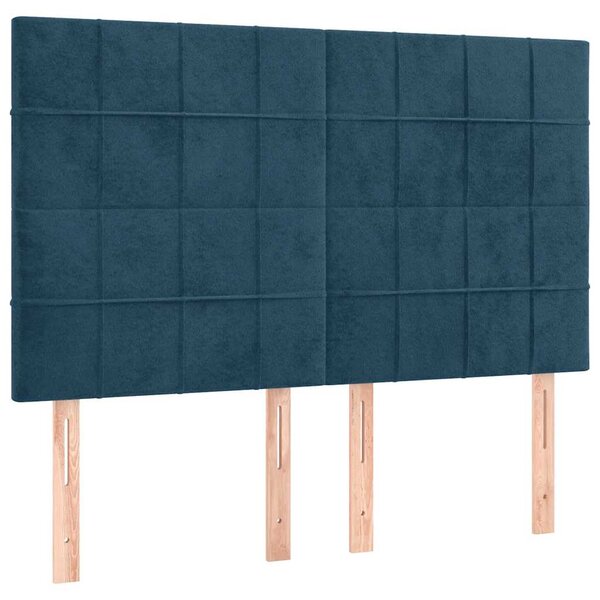 Krevet s oprugama i madracem tamnoplavi 140x190 cm baršunasti - Plava / 140 x 190 cm
