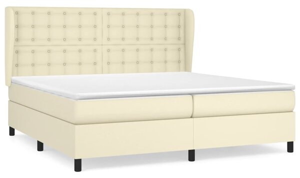 Krevet s oprugama i madracem krem 200x200 cm od umjetne kože - Krema / 200 x 200 cm