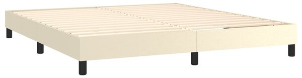 Krevet box spring s madracem LED krem 160x200cm od umjetne kože - Krema / 160 x 200 cm