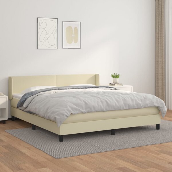 Krevet s oprugama i madracem krem 180x200 cm od umjetne kože - Krema / 180 x 200 cm