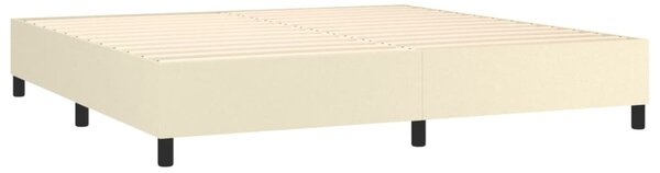 Krevet box spring s madracem LED krem 200x200cm od umjetne kože - Krema / 200 x 200 cm