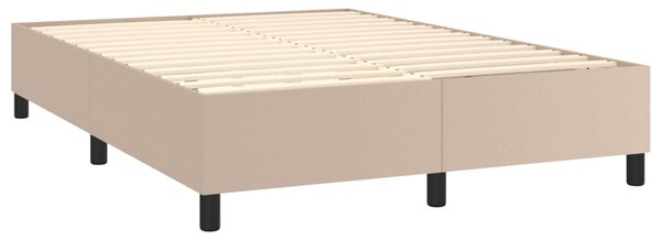 Krevet box spring madrac LED cappuccino 140x200cm umjetna koža - Smeđa / 140 x 200 cm