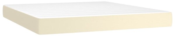 Krevet box spring s madracem LED krem 160x200cm od umjetne kože - Krema / 160 x 200 cm