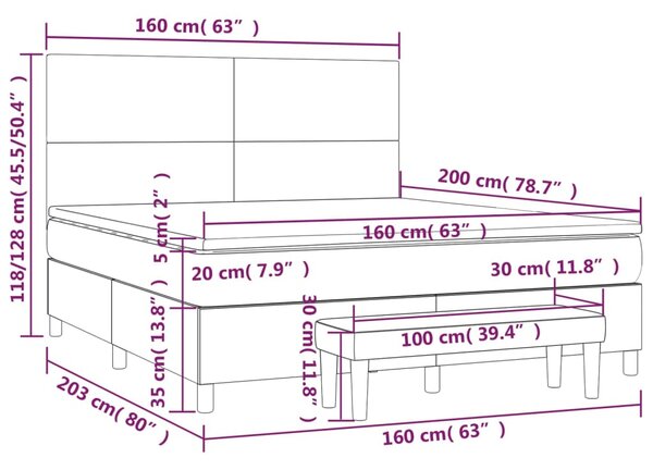 Krevet s oprugama i madracem bijeli 160x200 cm od umjetne kože - Bijela / 160 x 200 cm