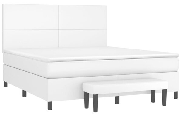 Krevet s oprugama i madracem bijeli 160x200 cm od umjetne kože - Bijela / 160 x 200 cm
