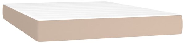 Krevet box spring madrac LED cappuccino 140x200cm umjetna koža - Smeđa / 140 x 200 cm