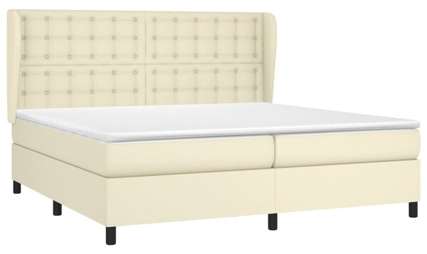 Krevet s oprugama i madracem krem 200x200 cm od umjetne kože - Krema / 200 x 200 cm