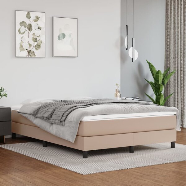 Krevet s oprugama i madrac cappuccino 140x190cm od umjetne kože - Smeđa / 140 x 190 cm