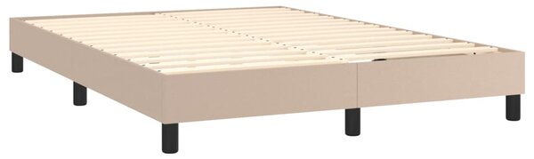 Krevet s oprugama i madrac cappuccino 140x190cm od umjetne kože - Smeđa / 140 x 190 cm