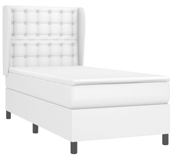 Krevet s oprugama i madracem bijeli 80 x 200 cm od umjetne kože - Bijela / 80 x 200 cm
