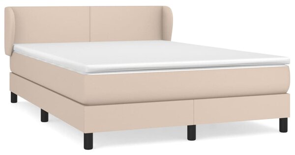 Krevet s oprugama i madrac cappuccino 140x190cm od umjetne kože - Smeđa / 140 x 190 cm