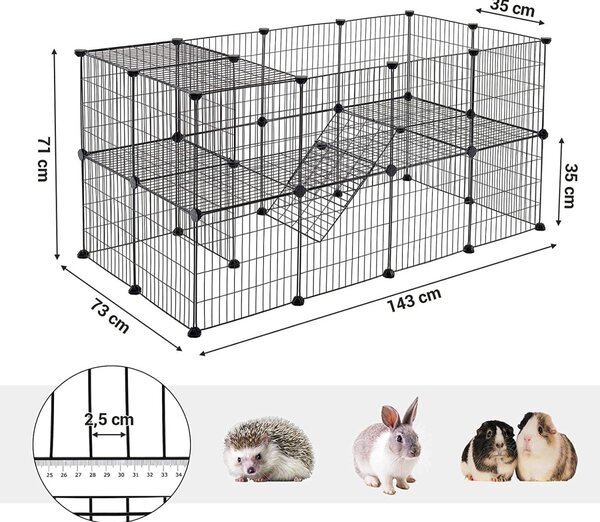 Ograda za male životinje ANIMAL 143x73x71 cm, crna