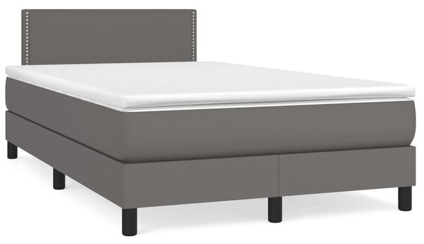 Krevet s oprugama i madracem sivi 120x200 cm od umjetne kože - Siva / 120 x 200 cm