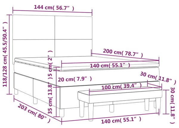 Krevet s oprugama i madracem bijeli 140x200 cm od umjetne kože - Bijela / 140 x 200 cm