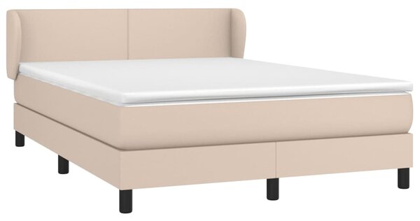 Krevet s oprugama i madrac cappuccino 140x190cm od umjetne kože - Smeđa / 140 x 190 cm