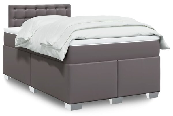Krevet s oprugama i madracem sivi 120x200 cm od umjetne kože - Siva / 120 x 200 cm