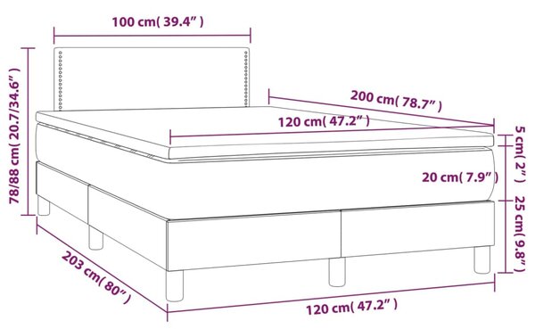 Krevet s oprugama i madracem sivi 120x200 cm od umjetne kože - Siva / 120 x 200 cm