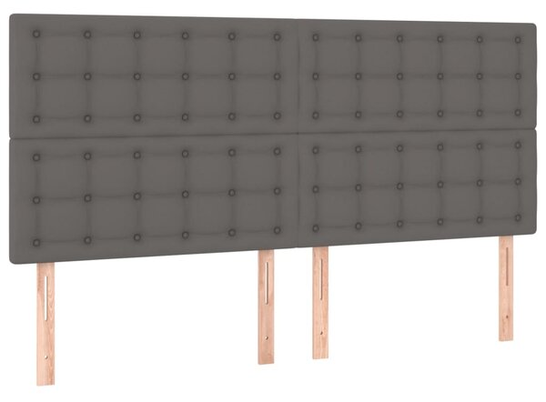 Krevet box spring s madracem LED sivi 160x200cm od umjetne kože - Siva / 160 x 200 cm