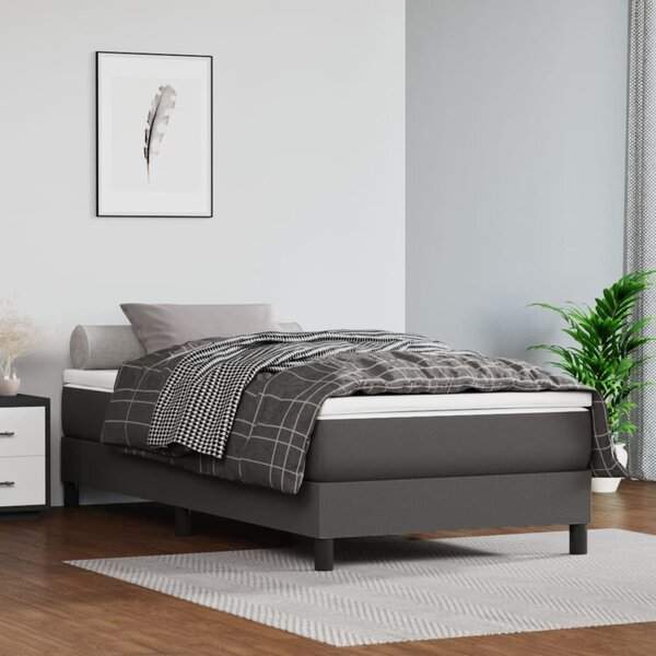 Krevet s oprugama i madracem sivi 80 x 200 cm od umjetne kože - Siva / 80 x 200 cm