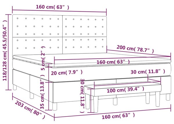 Krevet s oprugama i madracem sivi 160x200 cm od umjetne kože - Siva / 160 x 200 cm