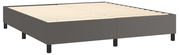 Krevet box spring s madracem LED sivi 160x200cm od umjetne kože - Siva / 160 x 200 cm