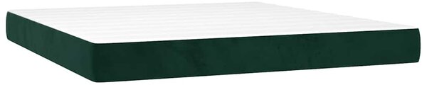 Krevet box spring s madracem LED tamnozeleni 180x200 cm baršun - Zelena / 180 x 200 cm