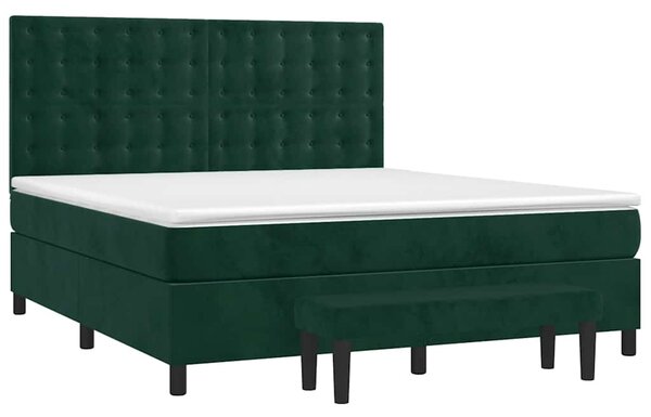 Krevet s oprugama i madracem tamnozeleni 160x200 cm baršunasti - Zelena / 160 x 200 cm