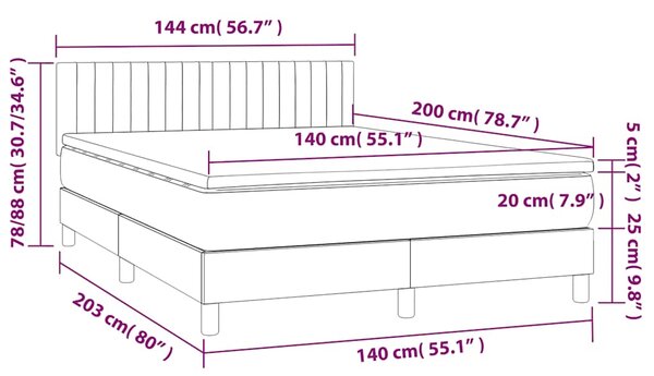 Krevet s oprugama i madracem tamnoplavi 140x200 cm baršunasti - Plava / 140 x 200 cm