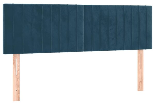 Krevet s oprugama i madracem tamnoplavi 140x200 cm baršunasti - Plava / 140 x 200 cm