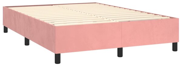 Krevet box spring s madracem LED ružičasti 140x190cm baršunasti - Ružičasti / 140 x 190 cm