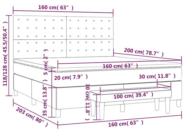 Krevet s oprugama i madracem tamnozeleni 160x200 cm baršunasti - Zelena / 160 x 200 cm