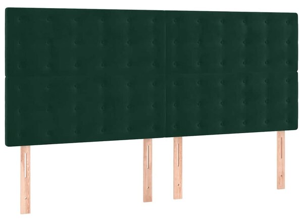 Krevet s oprugama i madracem tamnozeleni 160x200 cm baršunasti - Zelena / 160 x 200 cm