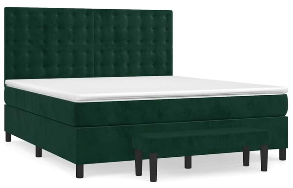 Krevet s oprugama i madracem tamnozeleni 160x200 cm baršunasti - Zelena / 160 x 200 cm