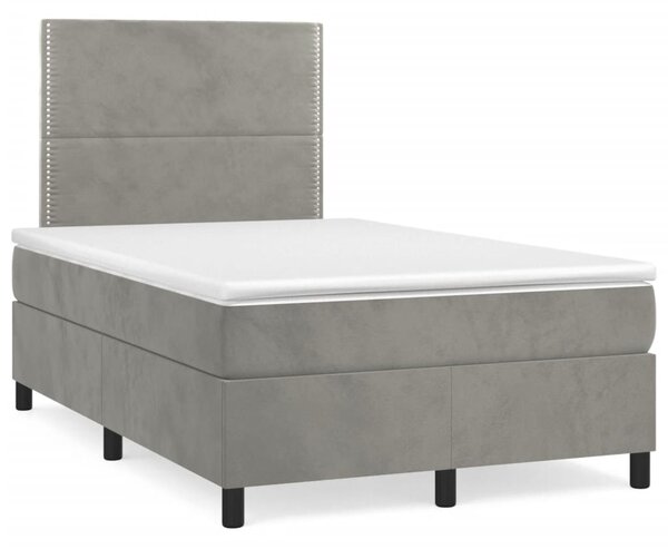 Box spring krevet s madracem svjetlosivi 120x200 cm baršunasti - Siva / 120 x 200 cm