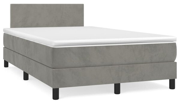 Box spring krevet s madracem svjetlosivi 120x200 cm baršunasti - Siva / 120 x 200 cm