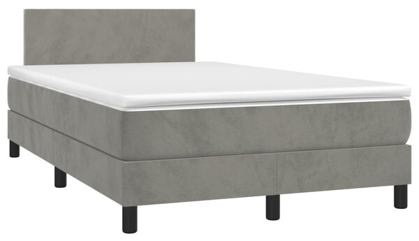 Box spring krevet s madracem svjetlosivi 120x200 cm baršunasti - Siva / 120 x 200 cm