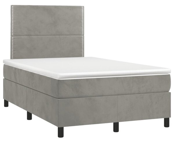 Box spring krevet s madracem svjetlosivi 120x200 cm baršunasti - Siva / 120 x 200 cm