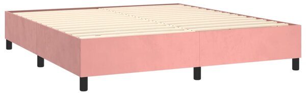 Krevet box spring s madracem LED ružičasti 160x200cm baršunasti - Ružičasti / 160 x 200 cm