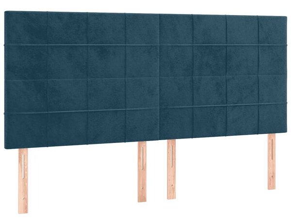 Krevet s oprugama i madracem tamnoplavi 160x200 cm baršunasti - Plava / 160 x 200 cm