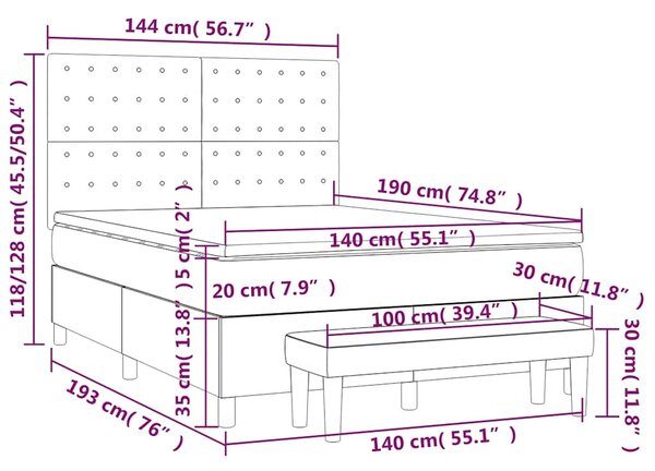 Krevet s oprugama i madracem tamnozeleni 140x190 cm baršunasti - Zelena / 140 x 190 cm