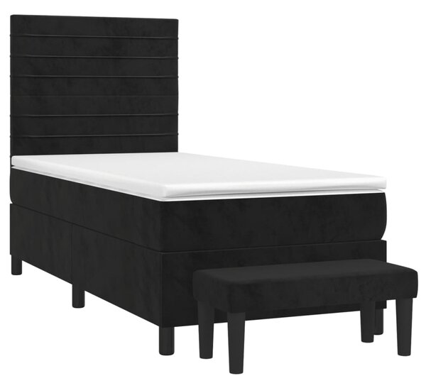 Box spring krevet s madracem crni 90x200 cm baršunasti - Crna / 90 x 200 cm