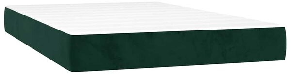 Krevet box spring s madracem LED tamnozeleni 120x200 cm baršun - Zelena / 120 x 200 cm