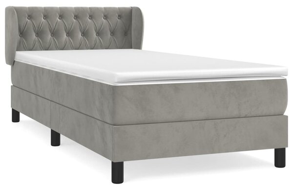 Box spring krevet s madracem svjetlosivi 90x190 cm baršunasti - Siva / 90 x 200 cm