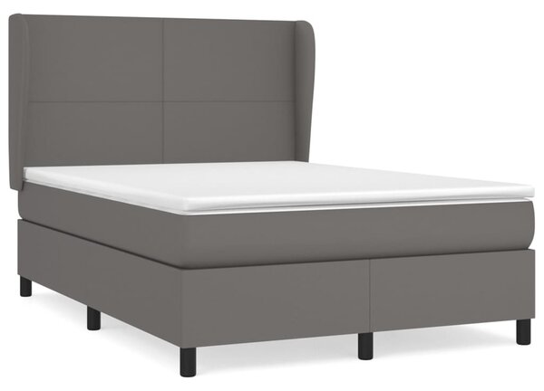 Krevet s oprugama i madracem sivi 140x190 cm od umjetne kože - Siva / 140 x 190 cm