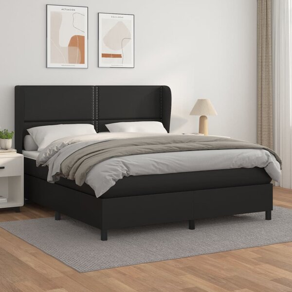 Krevet s oprugama i madracem crni 180 x 200 cm od umjetne kože - Crna / 180 x 200 cm