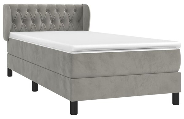 Box spring krevet s madracem svjetlosivi 90x190 cm baršunasti - Siva / 90 x 200 cm