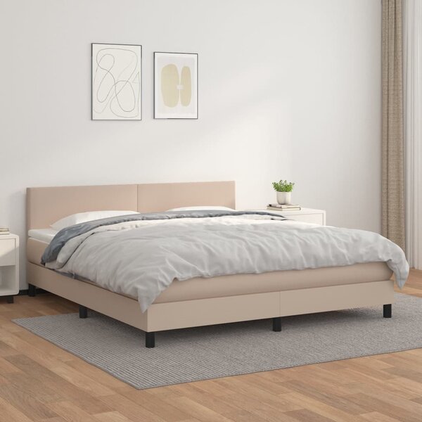 Krevet box spring s madracem cappuccino 180x200 cm umjetna koža - Smeđa / 180 x 200 cm