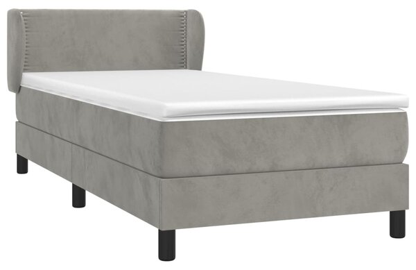 Box spring krevet s madracem svjetlosivi 90x190 cm baršunasti - Siva / 90 x 200 cm